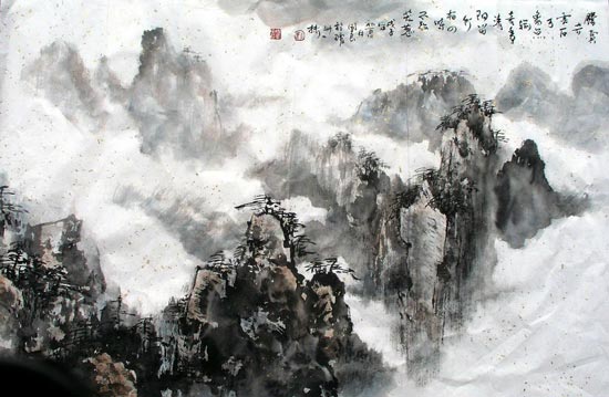 国画作品 山水画 著名画家刘国良山水画15 放大图像 型号 著名